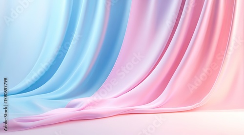 Soft pastel drapes, light blue and pink