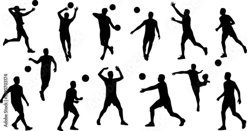 Set of silhouettes of volleyball sport vector design
