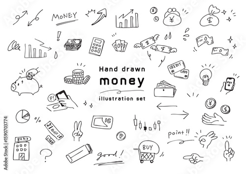 手書きのお金アイコンセット