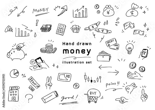 Canvastavla 手書きのお金アイコンセット