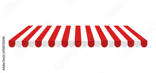 Red White Store Canopy – Shop Awning Vector Illustration