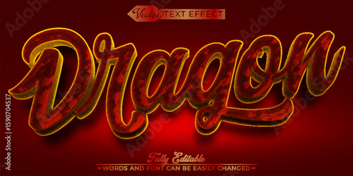  Epic and Fiery Mythical Dragon Vector Editable Text Effect Template