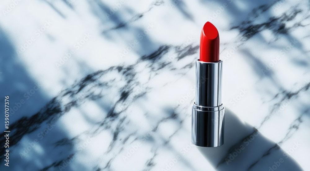 Red lipstick on marble, shadow play Red lipstick on marble, shadow play