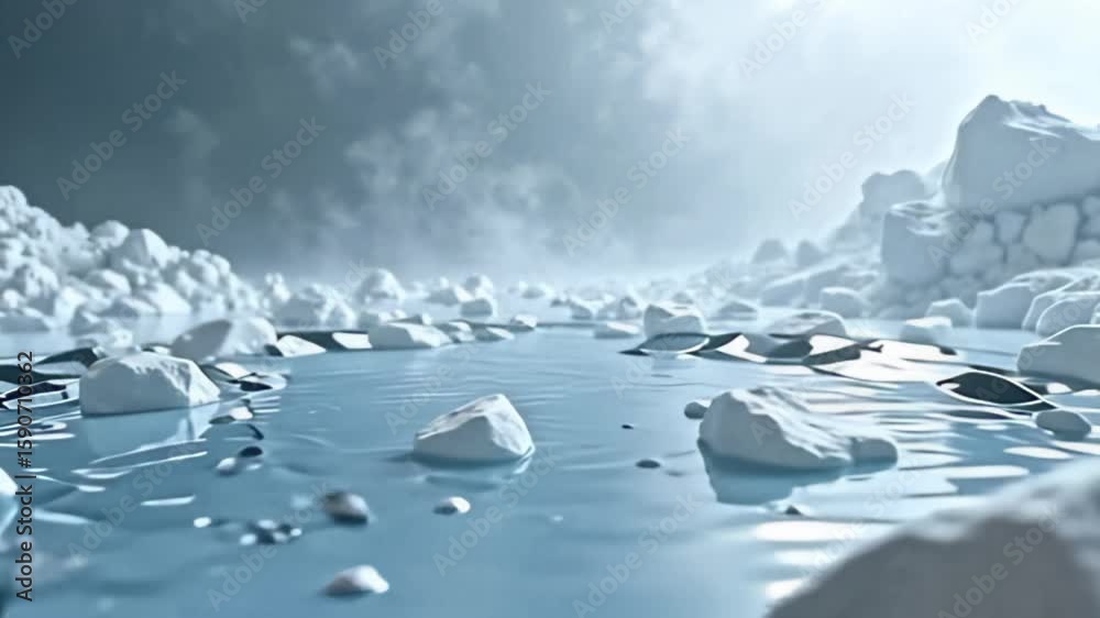 Layering in an exquisite harmony, the collapsing dome of noise hazy abstract mirror fragments drift gently across the screen, their edges softening and blending, while the camera sweeps in a