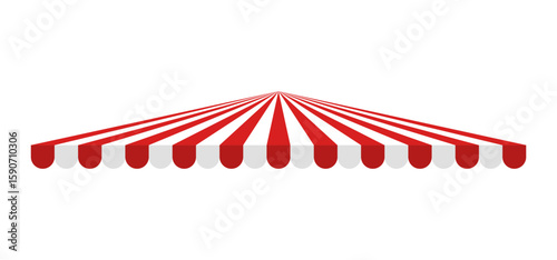 Perspective Red White Canopy – Tent Awning Vector for Market or Carnival Design