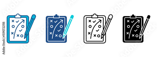 Planning Strategy Icon Set With Multiple Styles. Vector Illustration