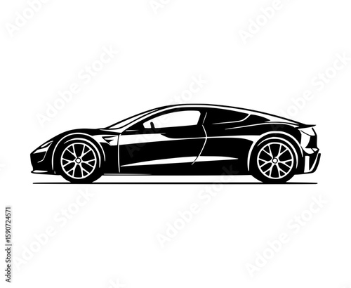 Black Car Silhouette Vector Illustration