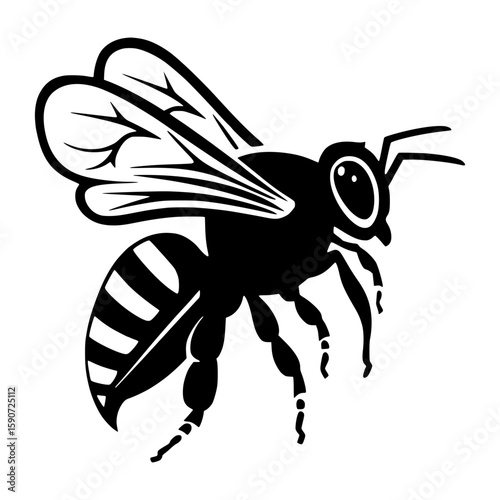 Black Bee Silhouette Vector Illustration