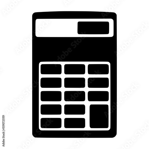 Black & White Calculator Icon - Vector Illustration
