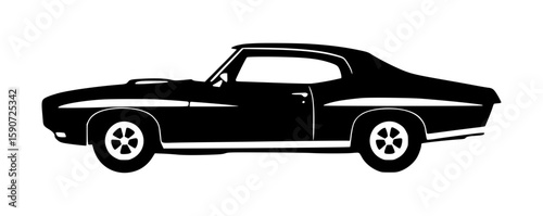 Vintage Car Silhouette Black & White