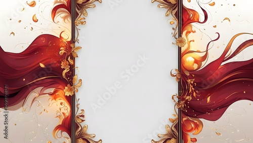 Luxury Abstract Border with Flowing Lines and Intimate Colors
