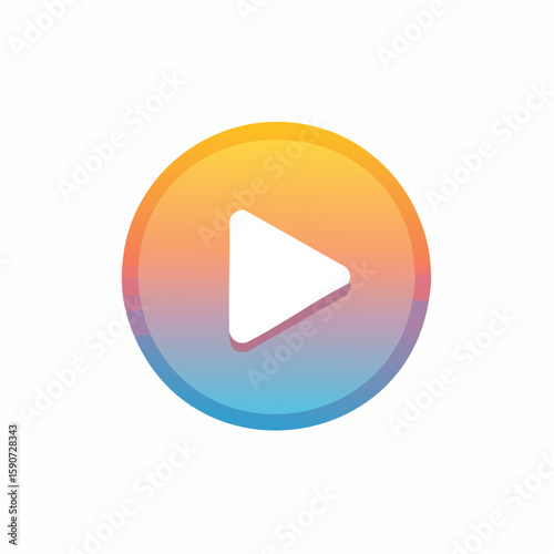 Colorful play button icon with gradient effect.