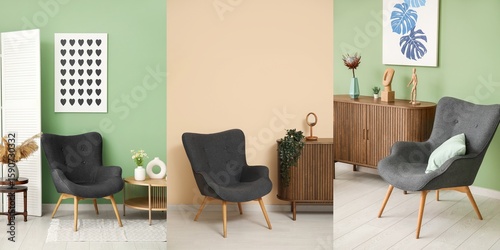 Collage of interiors with s...