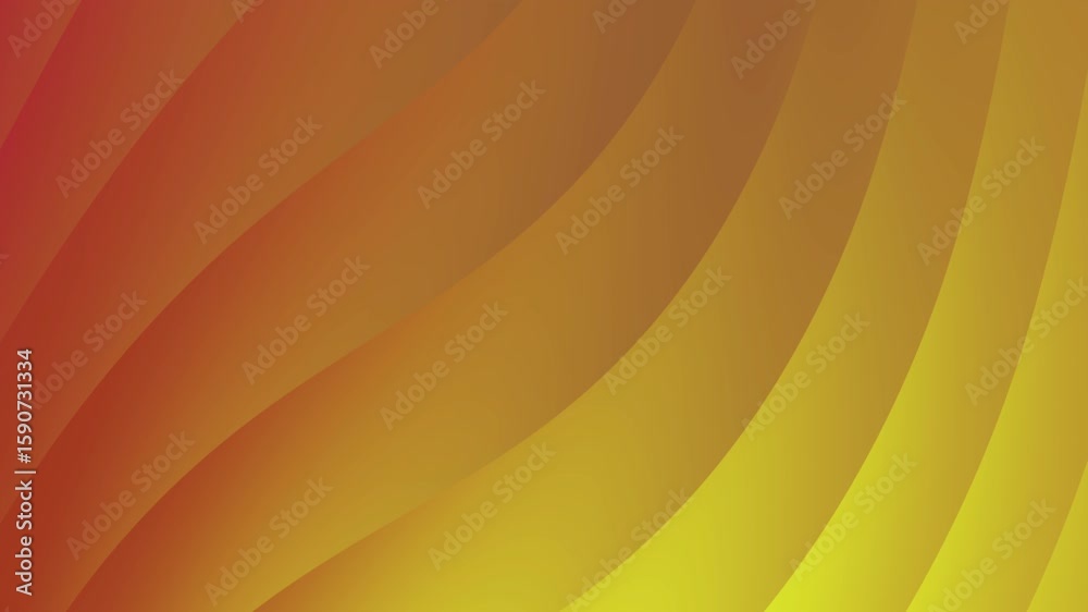 Gold Gradient Wave Animation. Gold Orange Yellow Abstract Flow Background.  Gold gradient curves on a diagonal line bright yellow abstract background
