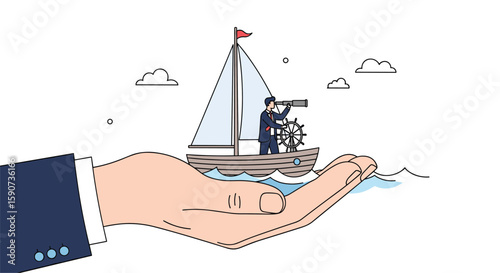 Navigating the future business landscape with a visionary leader steering towards new horizons