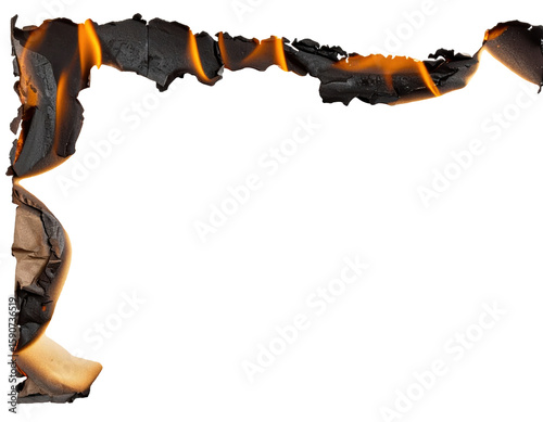Realistic Burnt paper edge isolated on transparent white background Burning edge pap  png