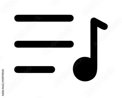 Audio Playlist Icon Simple Music Notation Symbol for Media and Entertainment Projects