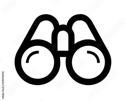 Optical Instrument Icon Vision and Exploration, Detailed Minimalist Black and White Design