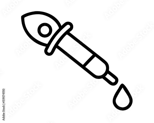 Dropper Tool Icon Minimalist Design for Science, Medical or Artistic Applications 