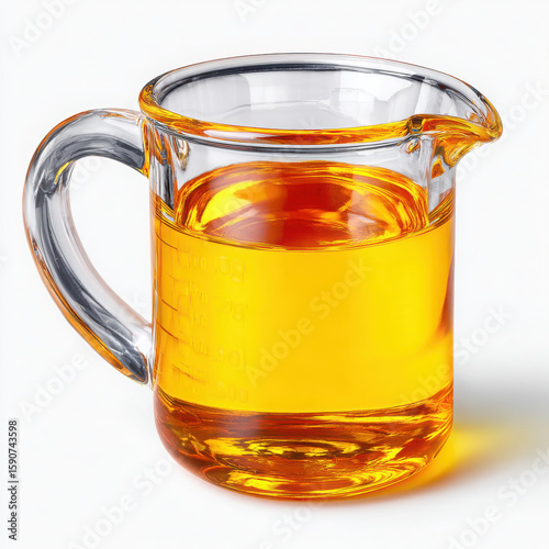 Wallpaper Mural Glass measuring cup filled with golden liquid on white background Torontodigital.ca