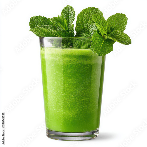 Wallpaper Mural Green smoothie with fresh mint leaves in glass, refreshing drink Torontodigital.ca