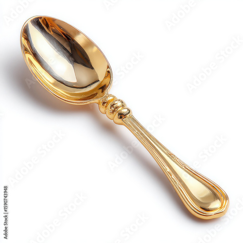 Wallpaper Mural Golden spoon with ornate handle shining brightly white background Torontodigital.ca