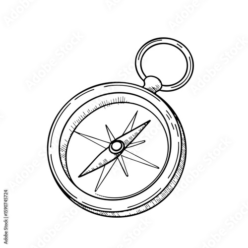 Compass illustration in chalk style with detailed design  