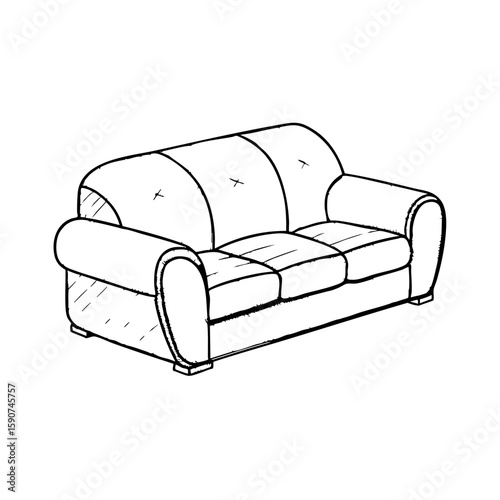 Sketch of a modern couch in a simple outline style  