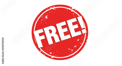 Red Grunge Circular FREE Rubber Stamp Icon for Promotional Offers