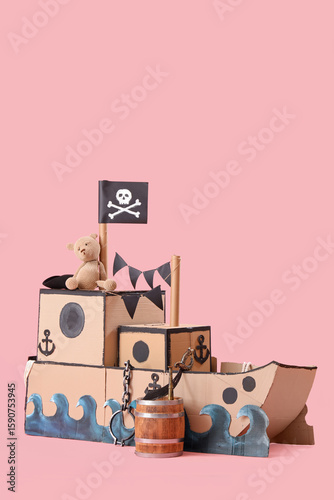 Pirate cardboard ship with ...