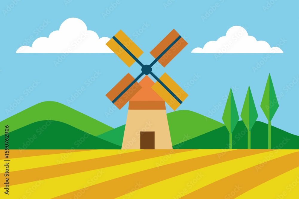 Obraz premium windmill on the hill
