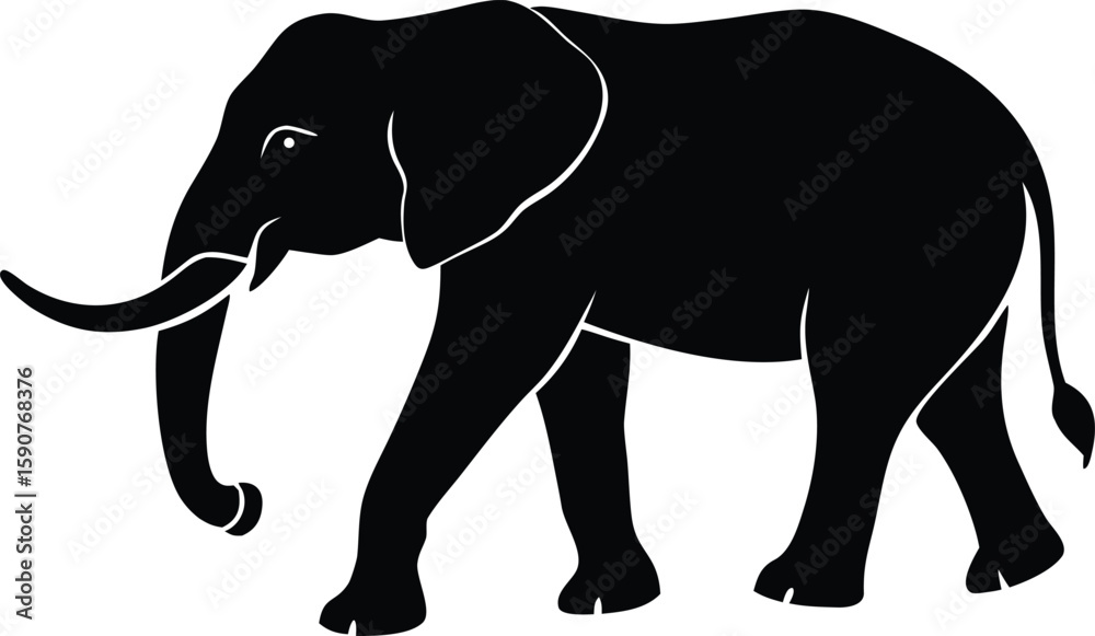Obraz premium Silhouette of walking elephant vector for educational print and digital use