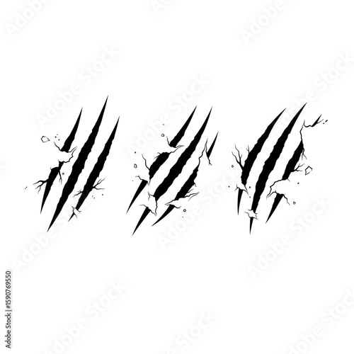 Scratch Marks Effect: a striking design of claw marks. A powerful illustration, evoking a sense of raw energy and untamed spirit, perfect for design or creative projects.