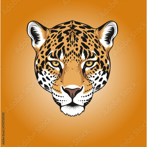 Majestic Leopard: A striking, graphic depiction of a leopard's face, rendered in rich detail, showcases its distinctive spotted coat and intense gaze, capturing the animal's inherent wildness.