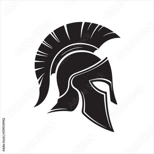 Spartan helm black grunge silhouette vector illustration 