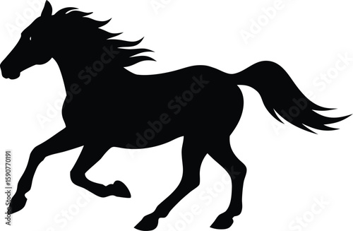 Horse galloping vector silhouette for signage