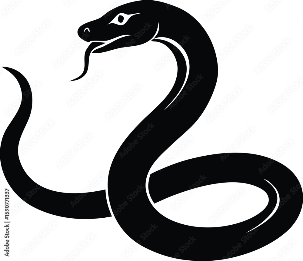 Fototapeta premium Snake vector silhouette for educational material reptile posters and science graphics