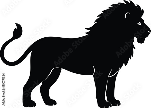 Standing lion silhouette vector illustration for wildlife logo and african themed design