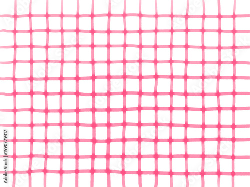 手書き背景　チェック　ピンク　水彩