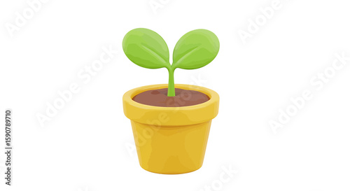 Fresh Start Growing Seedling in a Yellow Pot - Symbol of New Beginnings and Growth