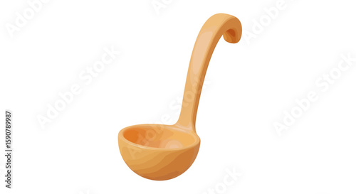 Elegant Kitchen Ladle Minimalist Design with Smooth Wooden Texture for Serving