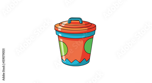 Colorful Trash Can Cartoon Waste Disposal Illustration for Environment and Recycling Concepts