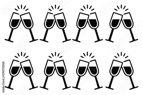 Celebratory drink glasses clinking celebration toast