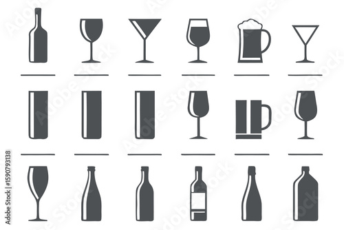 Dark gray beverage containers and glasses bottle wine glass