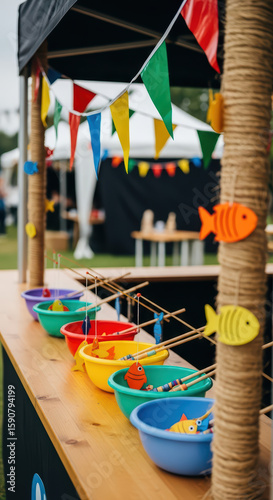 Wallpaper Mural Festive fishing game booth at a vibrant Brazilian June Festival celebration. Torontodigital.ca