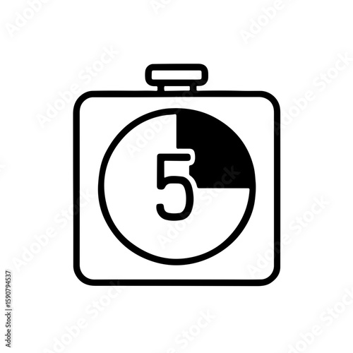 Countdown Timer Icon – Vector with Number Display