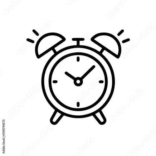 Alarm Clock Outline Icon – Wake Up Time Vector
