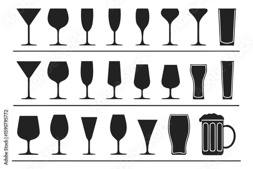 Various drinkware silhouettes glassware cocktail glass