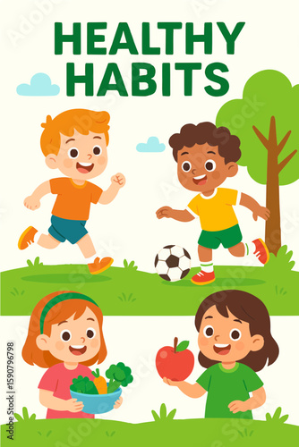 Vector healthy habits for kids