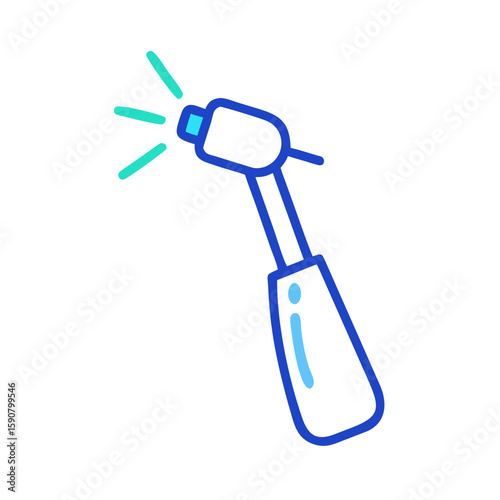 Dentist dental oral cavity cleaning tool, dental sprayer for stomatology and tooth hygiene. Healthcare and medicine concept. Vector outline icon